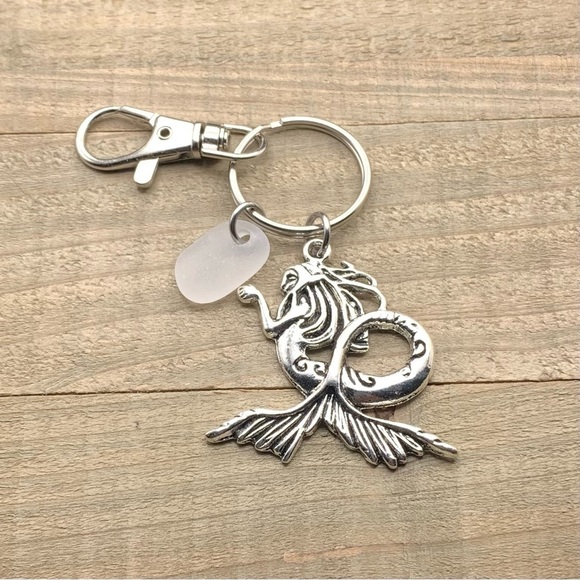 Sea Glass Mermaid Beach Charm Key Chain| Seaglass Gift New Driver Keychain - Picture 3 of 6